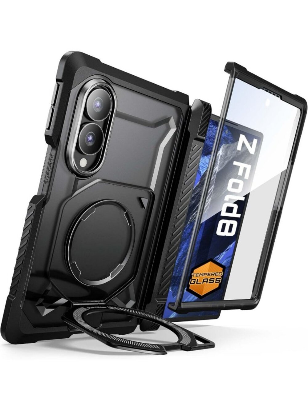 Galaxy Z Fold 8 Case with Tempered Glass Screen Protector - Slim, Durable, Black